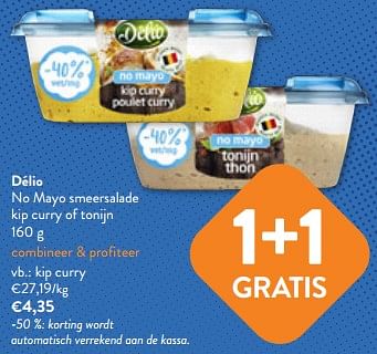 Promoties Délio no mayo smeersalade kip curry - Delio - Geldig van 19/04/2023 tot 02/05/2023 bij OKay