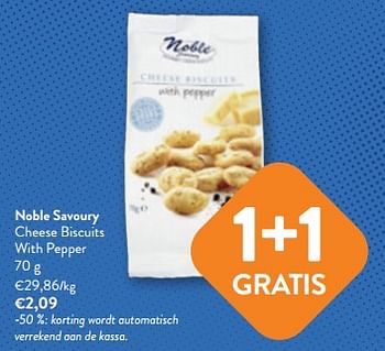 Promoties Noble savoury cheese biscuits with pepper - Noble - Geldig van 19/04/2023 tot 02/05/2023 bij OKay
