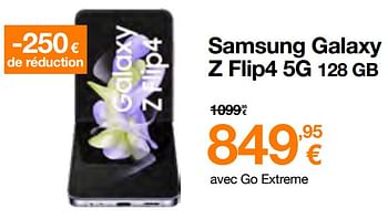 Promotions Samsung galaxy z flip4 5g 128 gb - Samsung - Valide de 17/04/2023 à 30/04/2023 chez Orange