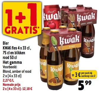 Promoties Bier kwak blond amber of rood - Kwak - Geldig van 19/04/2023 tot 26/04/2023 bij Smatch