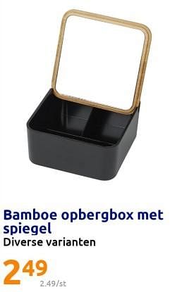 Promoties Bamboe opbergbox met spiegel - Huismerk - Action - Geldig van 19/04/2023 tot 25/04/2023 bij Action