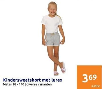 Promoties Kindersweatshort met lurex - Huismerk - Action - Geldig van 19/04/2023 tot 25/04/2023 bij Action
