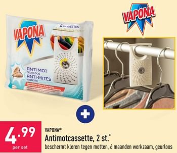 Promoties Antimotcassette - Vapona - Geldig van 29/04/2023 tot 05/05/2023 bij Aldi