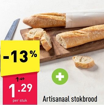 Promoties Artisanaal stokbrood - Huismerk - Aldi - Geldig van 24/04/2023 tot 29/04/2023 bij Aldi
