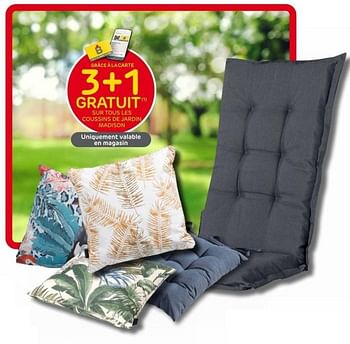 Promoties 3+1 gratuit sur tous les coussins de jardin madison - Madison - Geldig van 12/04/2023 tot 24/04/2023 bij Brico