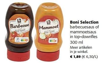 Promoties Boni selection barbecuesaus of mammoetsaus in top-downfles - Boni - Geldig van 19/04/2023 tot 02/05/2023 bij Colruyt