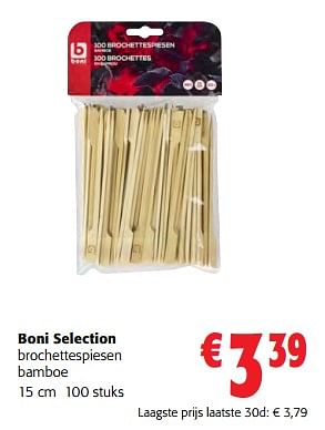 Promoties Boni selection brochettespiesen bamboe - Boni - Geldig van 19/04/2023 tot 02/05/2023 bij Colruyt