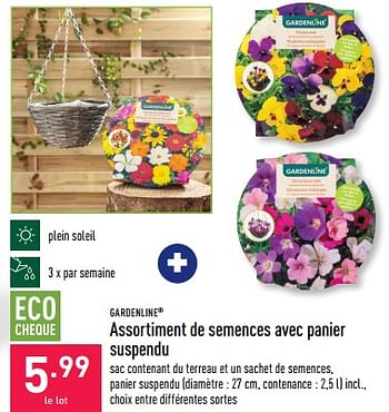 Promotions Assortiment de semences avec panier suspendu - Garden line - Valide de 29/04/2023 à 05/05/2023 chez Aldi