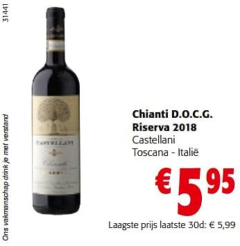Promoties Chianti d.o.c.g. riserva 2018 castellani toscana - italië - Rode wijnen - Geldig van 19/04/2023 tot 02/05/2023 bij Colruyt
