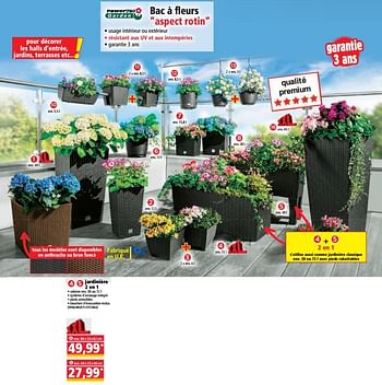 Promotions Aspect rotin jardinière 2 en 1 - Powertec Garden - Valide de 19/04/2023 à 25/04/2023 chez Norma