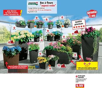 Promotions Aspect rotin lot de 2 pots suspendus - Powertec Garden - Valide de 19/04/2023 à 25/04/2023 chez Norma