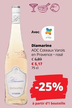 Promotions Diamarine aoc coteaux varois en provence rosé - Vins rosé - Valide de 20/04/2023 à 03/05/2023 chez Spar (Colruytgroup)