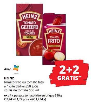 Promotions Heinz passata tomato frito en brique - Heinz - Valide de 20/04/2023 à 03/05/2023 chez Spar (Colruytgroup)