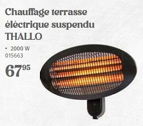 Promoties Chauffage terrasse éléctrique suspendu thallo - Huismerk - Mr. Bricolage - Geldig van 01/04/2023 tot 30/09/2023 bij Mr. Bricolage