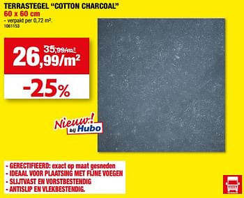 Promoties Terrastegel cotton charcoal - Huismerk - Hubo  - Geldig van 19/04/2023 tot 30/04/2023 bij Hubo