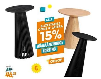 Promoties Bijzettafels cone + latera - Huismerk - Kwantum - Geldig van 24/04/2023 tot 10/05/2023 bij Kwantum