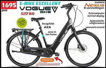 Promoties E-bike excellent - Vogue Bike - Geldig van 13/04/2023 tot 17/05/2023 bij Itek