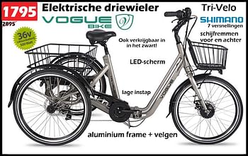 Promoties Elektrische driewieler - Vogue Bike - Geldig van 13/04/2023 tot 17/05/2023 bij Itek