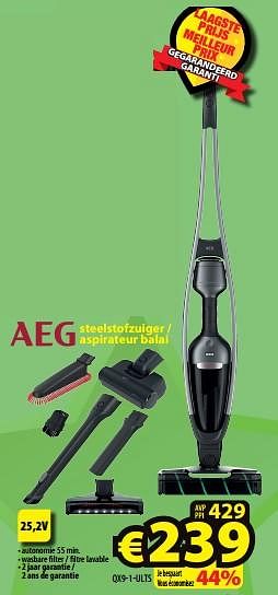Promotions Aeg steelstofzuiger - aspirateur balai qx9-1-ults - AEG - Valide de 26/04/2023 à 02/05/2023 chez ElectroStock