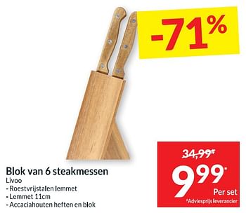 Promoties Blok van 6 steakmessen livoo - Livoo - Geldig van 25/04/2023 tot 01/05/2023 bij Intermarche