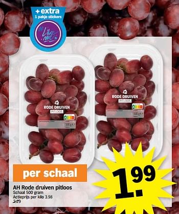 Promoties Ah rode druiven pitloos - Huismerk - Albert Heijn - Geldig van 24/04/2023 tot 30/04/2023 bij Albert Heijn
