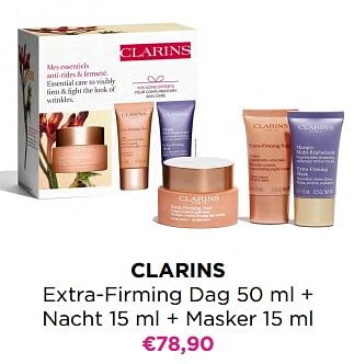 Promoties Clarins extra-firming dag + nacht + masker - Clarins - Geldig van 24/04/2023 tot 14/05/2023 bij ICI PARIS XL