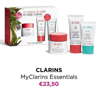 Promoties Clarins myclarins essentials - Clarins - Geldig van 24/04/2023 tot 14/05/2023 bij ICI PARIS XL