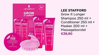 Promoties Lee stafford grow it longer shampoo + conditioner + masker + massageborstel - Lee Stafford - Geldig van 24/04/2023 tot 14/05/2023 bij ICI PARIS XL
