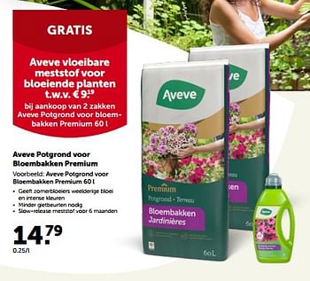 Promoties Aveve potgrond voor bloembakken premium - Huismerk - Aveve - Geldig van 24/04/2023 tot 07/05/2023 bij Aveve