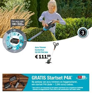 Promotions Gardena accu trimmer comfortcut 23-18v p4a solo - Gardena - Valide de 24/04/2023 à 07/05/2023 chez Aveve