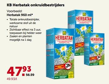 Promoties Kb herbatak onkruidbestrijders - KB - Geldig van 24/04/2023 tot 07/05/2023 bij Aveve