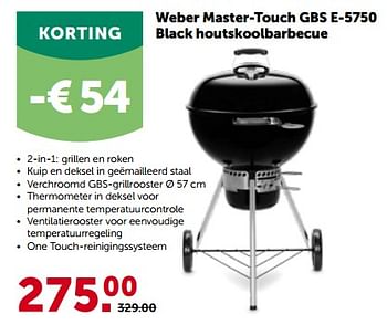 Promoties Weber master-touch gbs e-5750 black houtskoolbarbecue - Weber - Geldig van 24/04/2023 tot 07/05/2023 bij Aveve