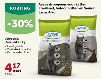 Promoties Aveve droogvoer voor katten sterilised - Huismerk - Aveve - Geldig van 24/04/2023 tot 07/05/2023 bij Aveve