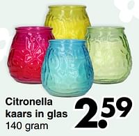 Citronella kaars in glas-Huismerk - Wibra