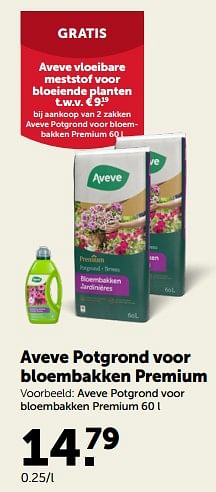 Promotions Aveve potgrond voor bloembakken premium - Produit maison - Aveve - Valide de 26/04/2023 à 07/05/2023 chez Aveve