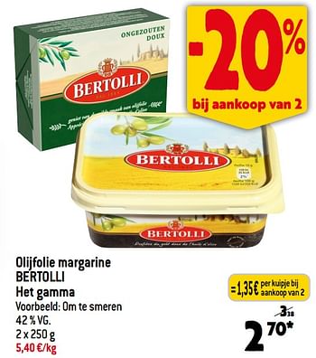 Promoties Olijfolie margarine bertolli om te smeren - Bertolli - Geldig van 26/04/2023 tot 02/05/2023 bij Smatch