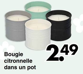 Promotions Bougie citronnelle dans un pot - Produit maison - Wibra - Valide de 24/04/2023 à 07/07/2023 chez Wibra