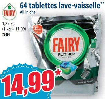 Promotions 64 tablettes lave-vaisselle all in one - Fairy - Valide de 26/04/2023 à 02/05/2023 chez Norma