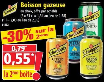 Promotions Boisson gazeuse - Schweppes - Valide de 26/04/2023 à 02/05/2023 chez Norma