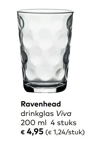 Promoties Ravenhead drinkglas viva - Ravenhead - Geldig van 26/04/2023 tot 23/05/2023 bij Bioplanet