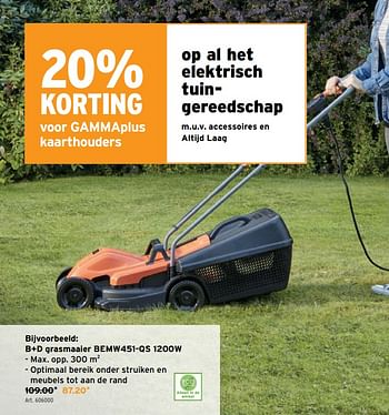 Promoties Black+decker grasmaaier bemw451-qs 1200w - Black & Decker - Geldig van 26/04/2023 tot 02/05/2023 bij Gamma