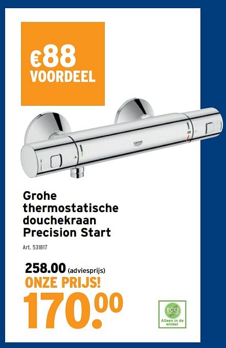 bijtend Winkelcentrum spade Grohe thermostatische douchekraan precision start - Grohe - Gamma -  Promoties.be