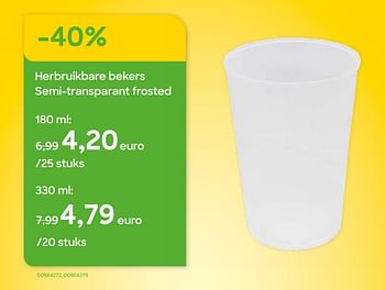 Promoties Herbruikbare bekers semi-transparant frosted - Huismerk - Ava - Geldig van 02/05/2023 tot 15/07/2023 bij Ava