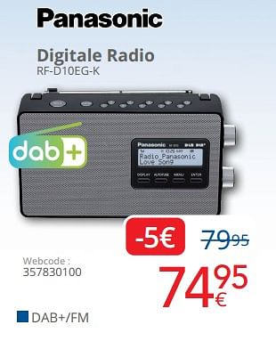 Promoties Panasonic digitale radio rf-d10eg-k - Panasonic - Geldig van 01/05/2023 tot 31/05/2023 bij Eldi