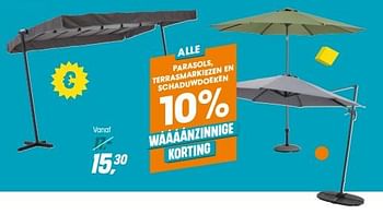 Promoties Alle parasols terrasmarkiezen en schaduwdoeken - Huismerk - Kwantum - Geldig van 11/05/2023 tot 14/05/2023 bij Kwantum