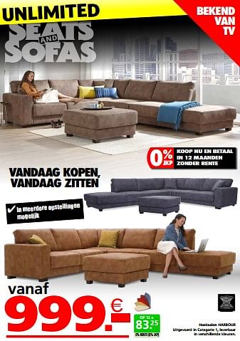Promoties Hoeksalon harbour - Huismerk - Seats and Sofas - Geldig van 02/05/2023 tot 10/05/2023 bij Seats and Sofas