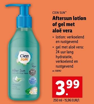Promoties Aftersun lotion of gel met aloë vera - Cien sun - Geldig van 03/05/2023 tot 09/05/2023 bij Lidl