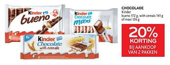 Promoties Chocolade kinder 20% korting bij aankoop van 2 pakken - Kinder - Geldig van 03/05/2023 tot 16/05/2023 bij Alvo