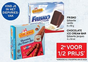 Promoties Frisko ijsboerke + chocolate ice cream bar ijsboerke jacques 2e voor 1-2 prijs - Ijsboerke - Geldig van 03/05/2023 tot 16/05/2023 bij Alvo