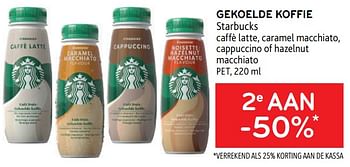 Promoties Gekoelde koffie starbucks 2e aan -50% - Starbucks - Geldig van 03/05/2023 tot 16/05/2023 bij Alvo